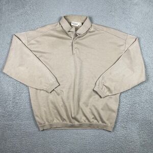 Vintage St. Croix Knits Long Sleeve Polo Sweater Men Large Tan Beige Made In USA